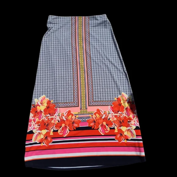 ECI New York Women's Geometric Floral Print Pencil Long Skirt Size XL - Picture 2 of 4